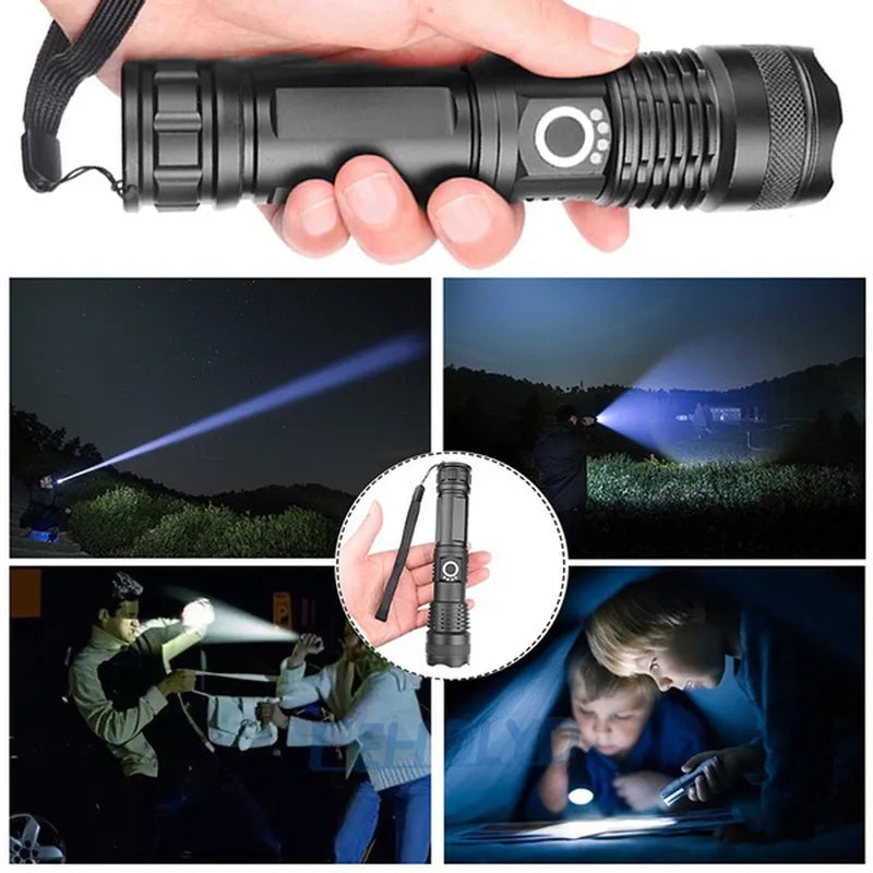 Pathfinder™ XHP100 Rechargeable Led Flashlight: High Power, Zoomable, USB Charging for Outdoor & Emergency Use