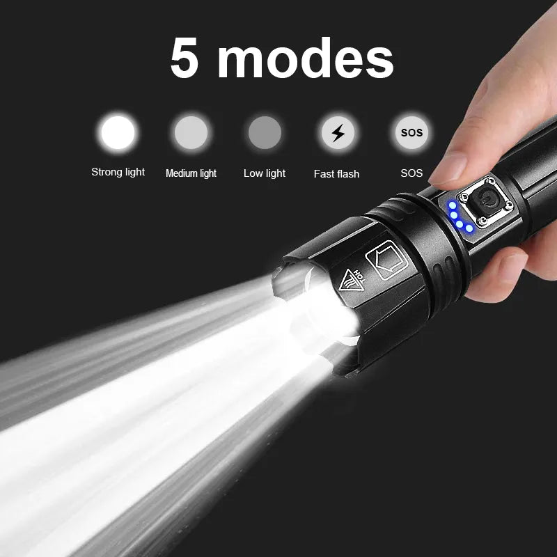 Pathfinder™ USB Rechargeable LED Flashlight: High power for camping and tactical use.