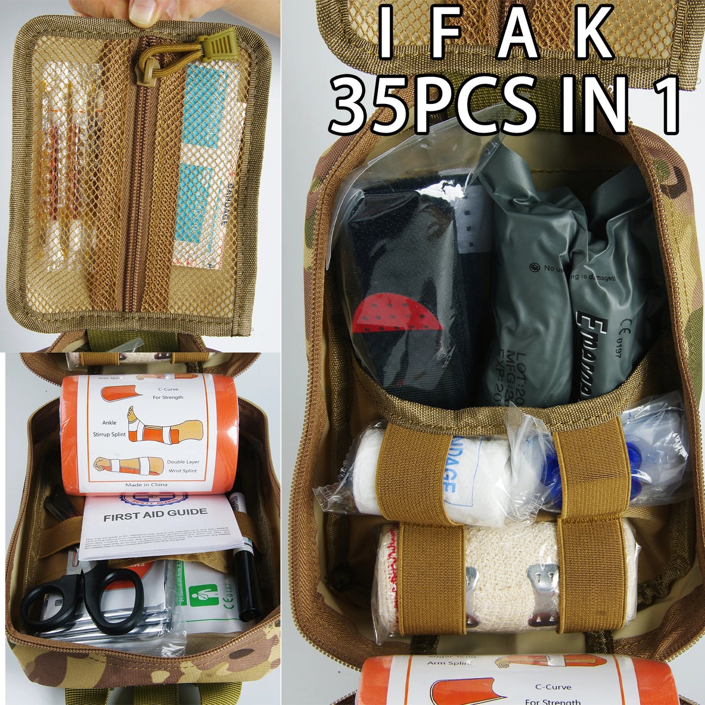 Pathfinder™ Tactical IFAK Pouch: Full Set Survival Kit with 18 EMT Items, Molle Compatible for Military, Emergency, and Outdoors