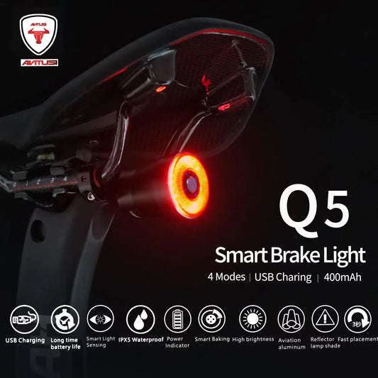 Pathfinder™ Smart Auto Brake Sensing Bike Light: IPx6 Waterproof, LED Charging Taillight, Essential Accessories for Cycling