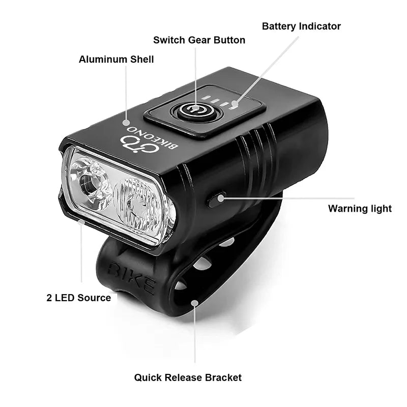 Pathfinder™ T6 LED USB Rechargeable Bicycle Light: 1000LM Front Headlight, Essential for Cycling Safety